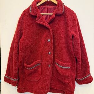 Vintage Blair Red Button Up Fleece indie warm retro 80s